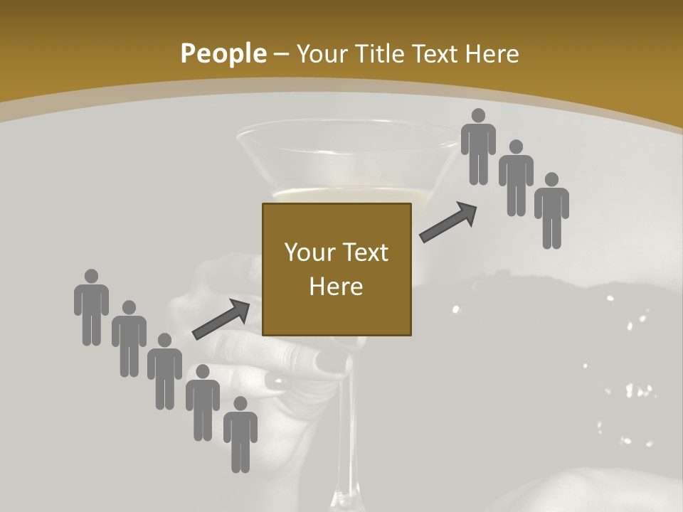 The Image Of A Glass From Martinis In A Female Hand On A Black Background PowerPoint Template