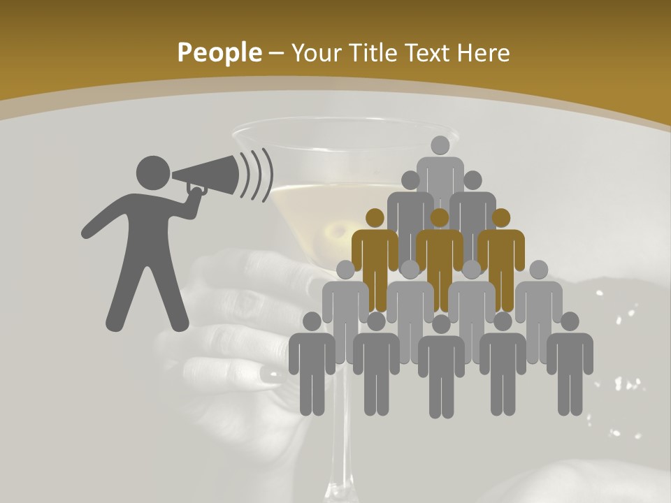 The Image Of A Glass From Martinis In A Female Hand On A Black Background PowerPoint Template