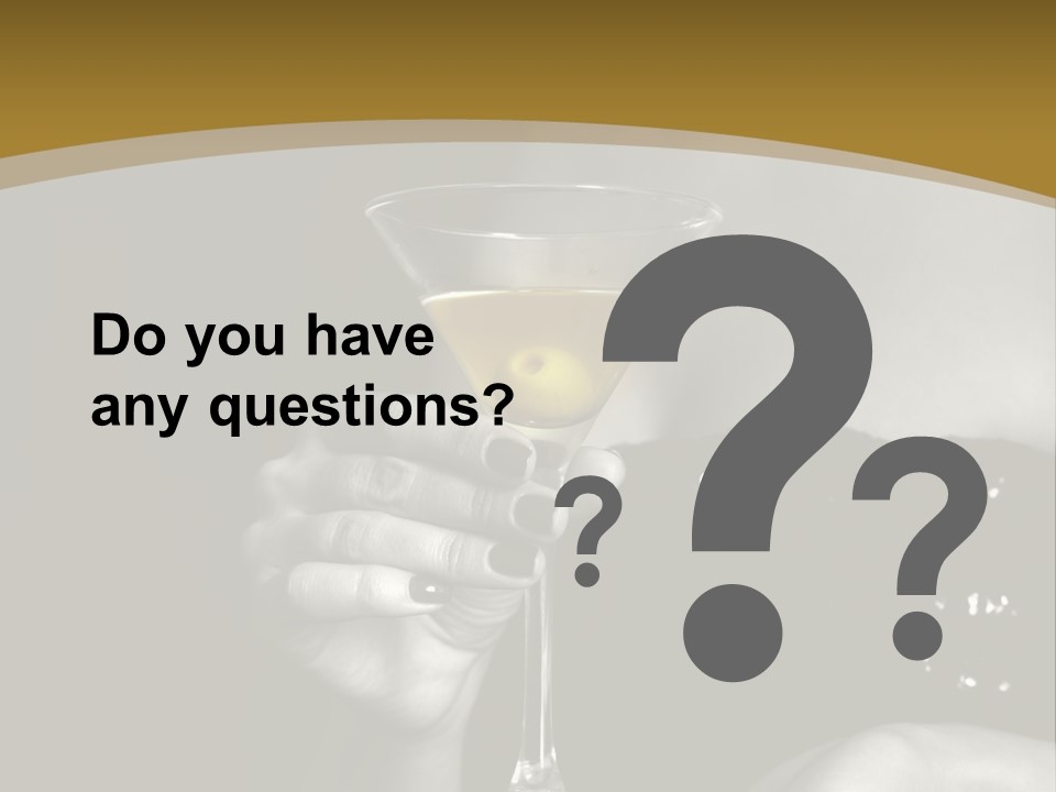 The Image Of A Glass From Martinis In A Female Hand On A Black Background PowerPoint Template