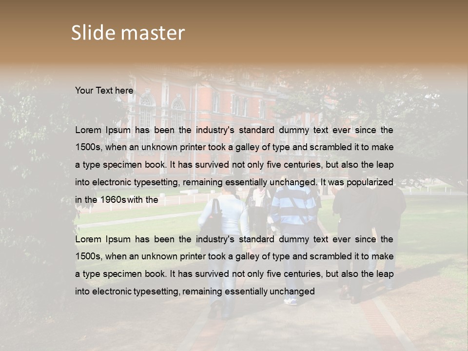 Students Walking To College PowerPoint Template