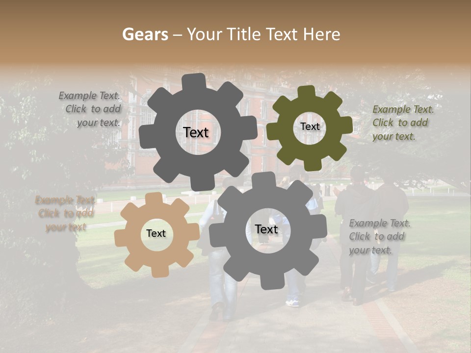 Students Walking To College PowerPoint Template