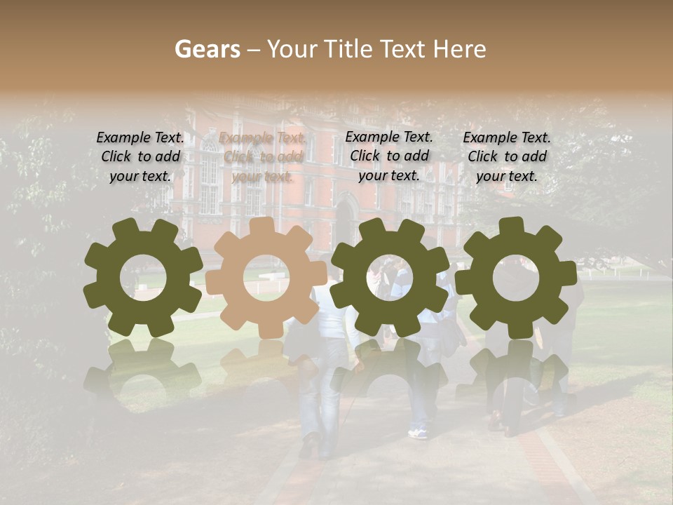 Students Walking To College PowerPoint Template