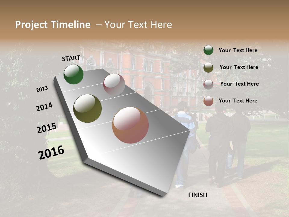 Students Walking To College PowerPoint Template