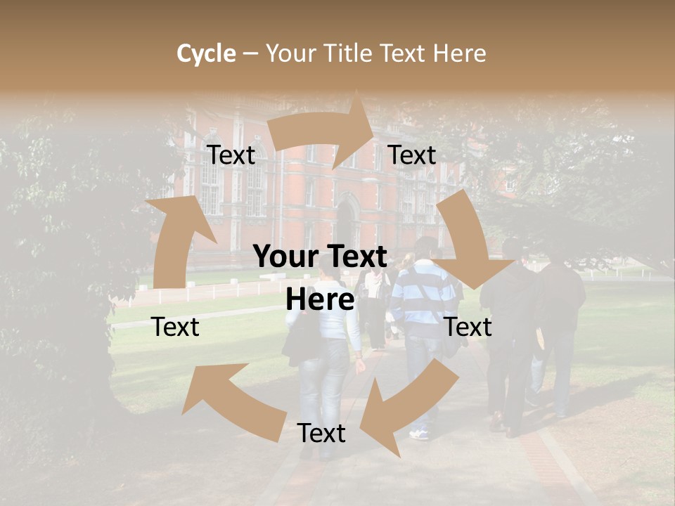Students Walking To College PowerPoint Template