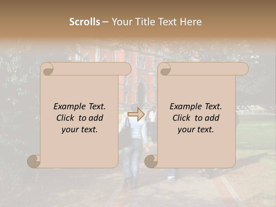 Students Walking To College PowerPoint Template