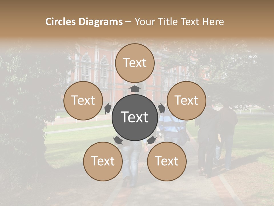 Students Walking To College PowerPoint Template