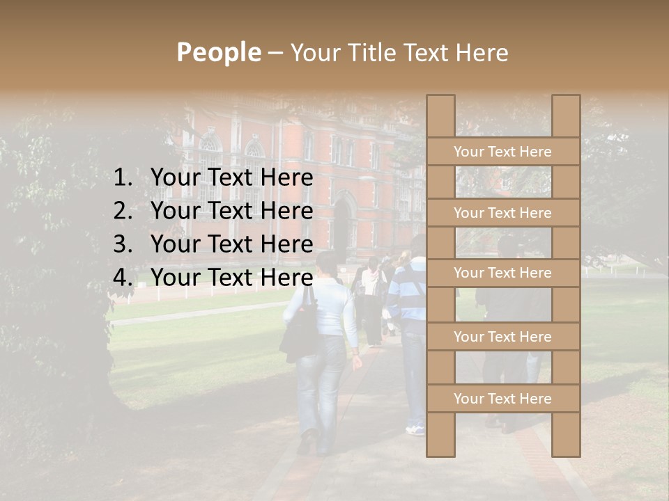 Students Walking To College PowerPoint Template
