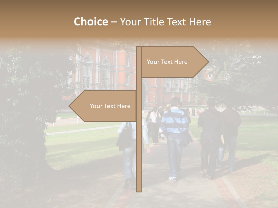 Students Walking To College PowerPoint Template