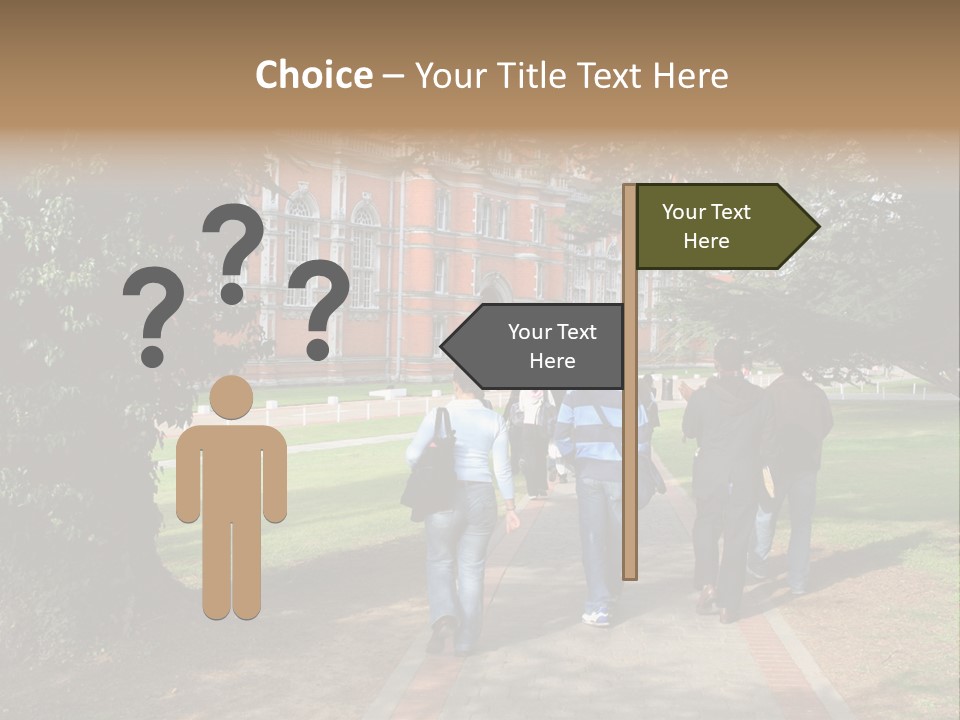 Students Walking To College PowerPoint Template