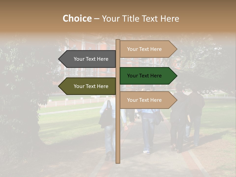 Students Walking To College PowerPoint Template