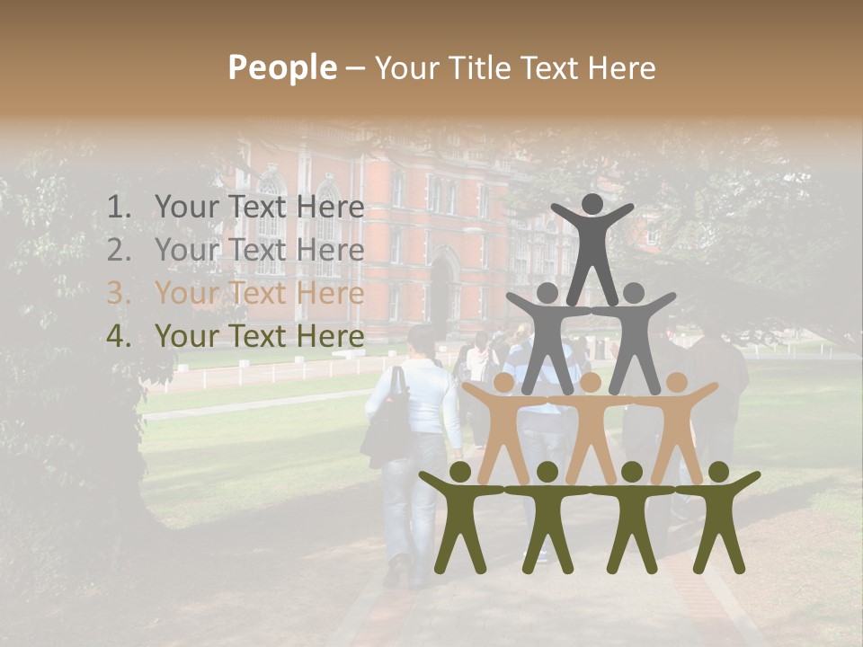 Students Walking To College PowerPoint Template