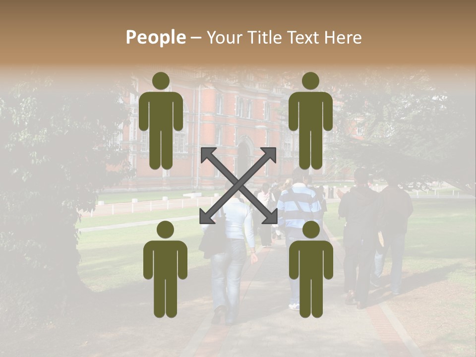 Students Walking To College PowerPoint Template
