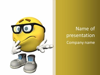 Illustration Over White Of An Emoticon Guy Looking Confused. PowerPoint Template
