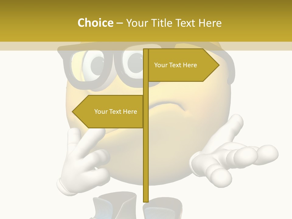 Illustration Over White Of An Emoticon Guy Looking Confused. PowerPoint Template