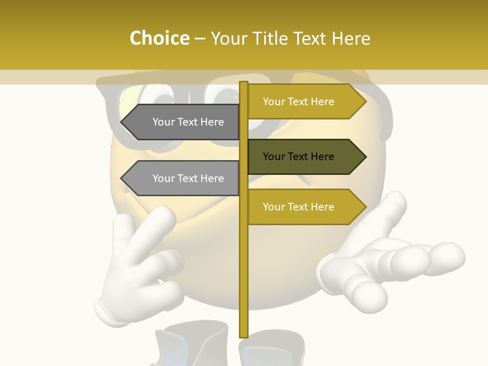 Illustration Over White Of An Emoticon Guy Looking Confused. PowerPoint Template