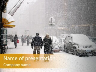 Snowy Street With Christmas Tree In Helsinki, Finland PowerPoint Template