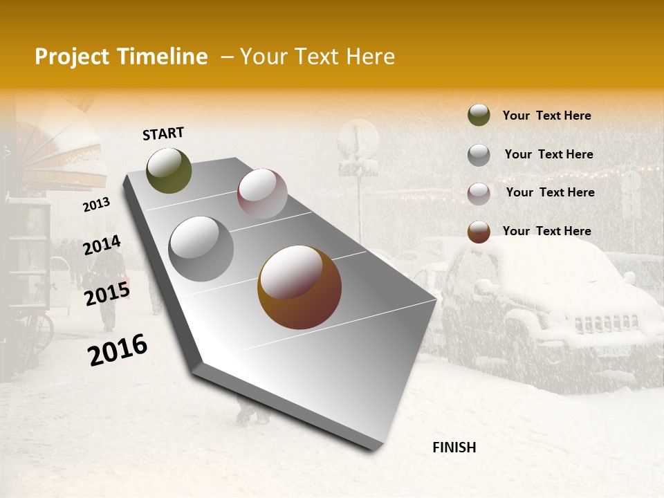 Snowy Street With Christmas Tree In Helsinki, Finland PowerPoint Template
