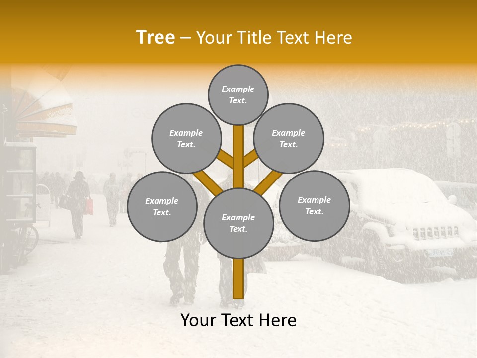 Snowy Street With Christmas Tree In Helsinki, Finland PowerPoint Template