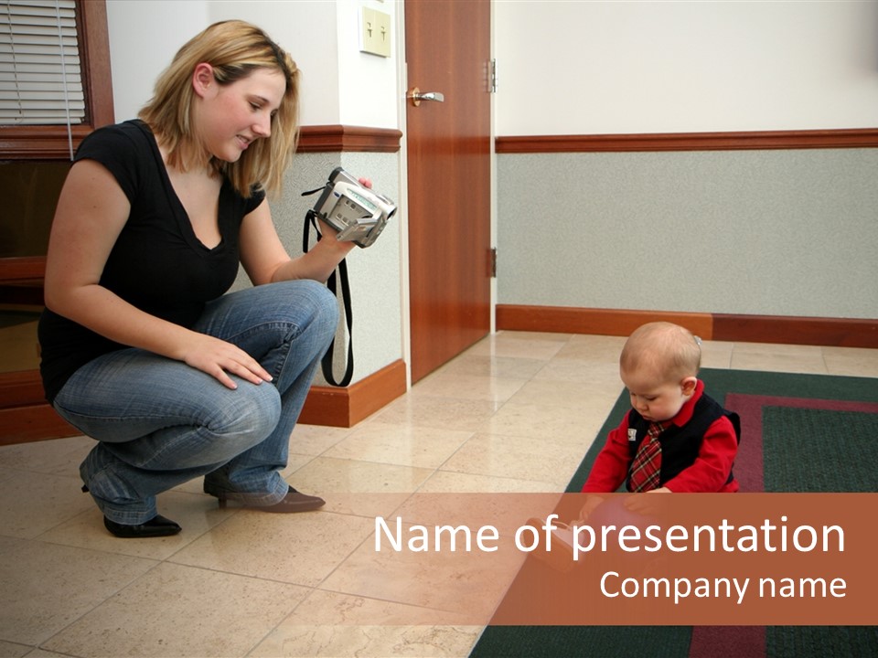 A Mother With Her Son Inside Their Home PowerPoint Template