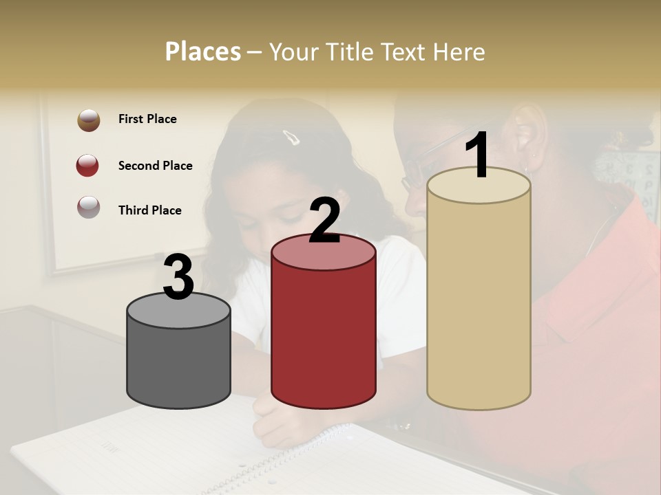 Young Girl And Teacher At Computer PowerPoint Template