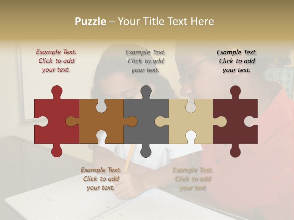 Young Girl And Teacher At Computer PowerPoint Template