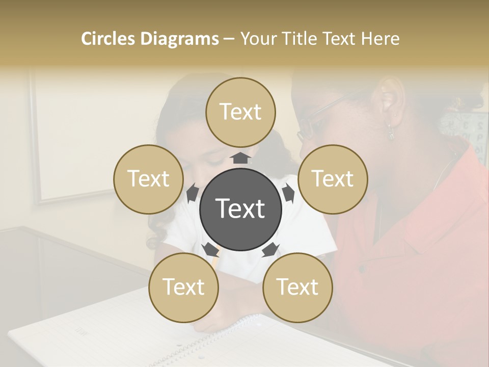 Young Girl And Teacher At Computer PowerPoint Template