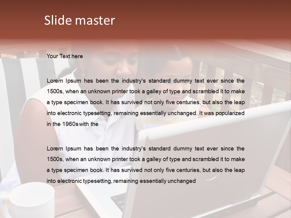 A Mother With Her Children Use The Computer PowerPoint Template