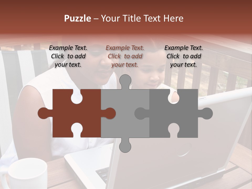 A Mother With Her Children Use The Computer PowerPoint Template