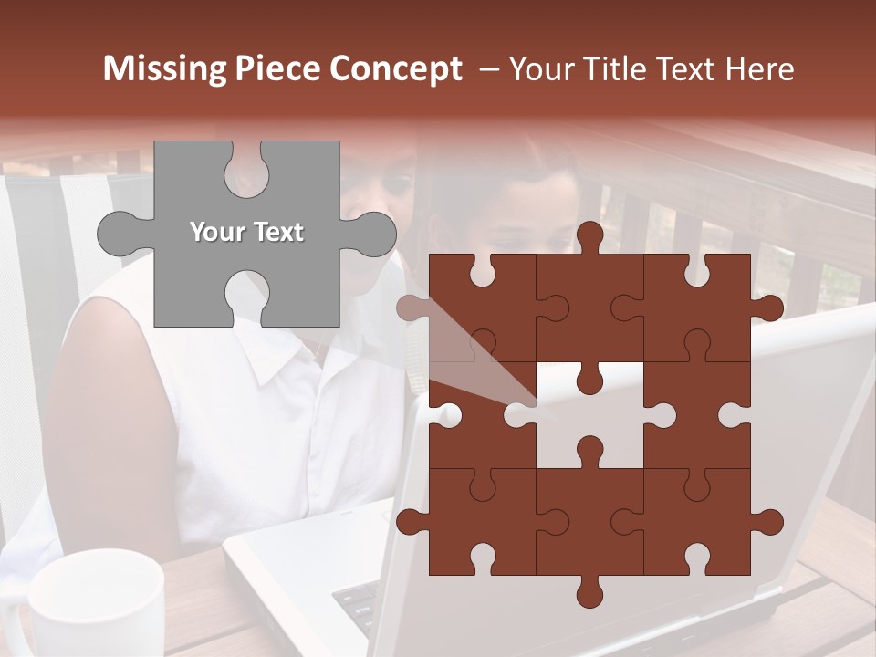 A Mother With Her Children Use The Computer PowerPoint Template