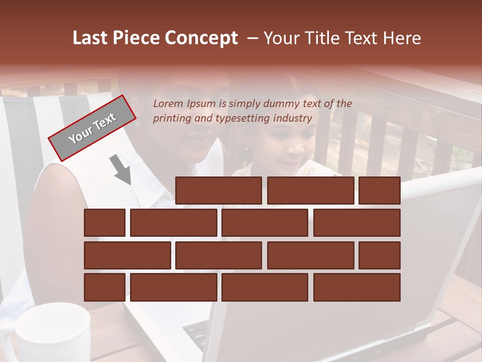 A Mother With Her Children Use The Computer PowerPoint Template