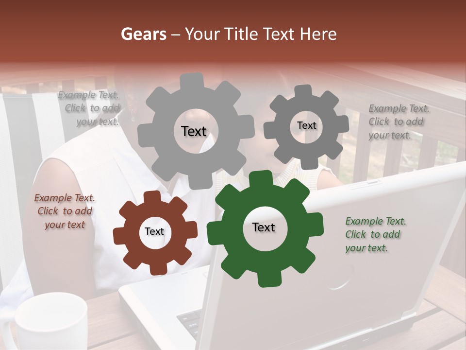 A Mother With Her Children Use The Computer PowerPoint Template