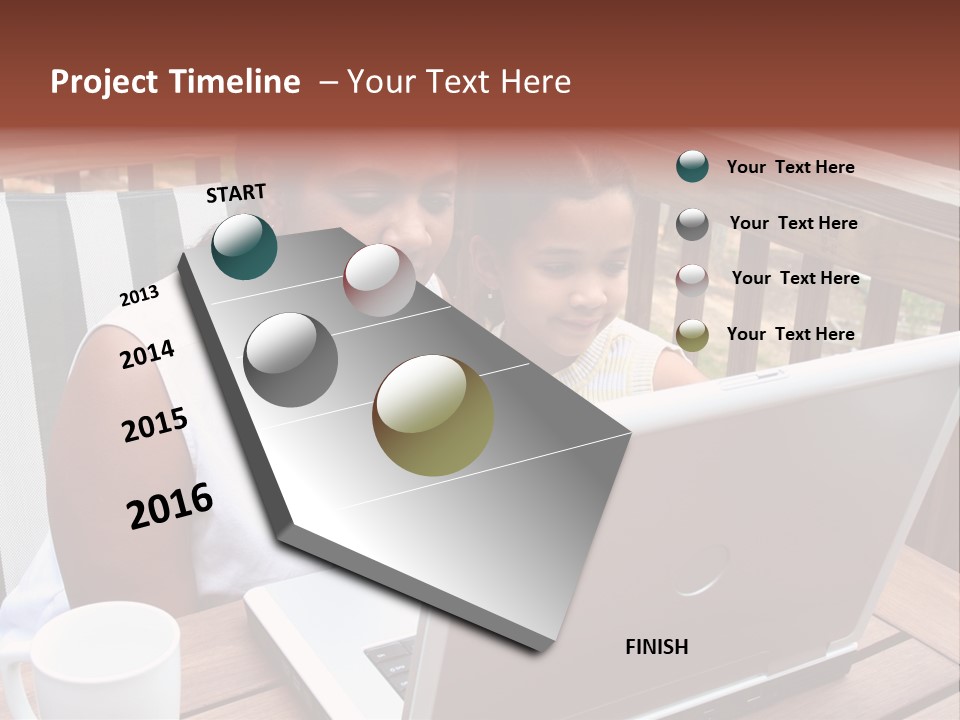 A Mother With Her Children Use The Computer PowerPoint Template