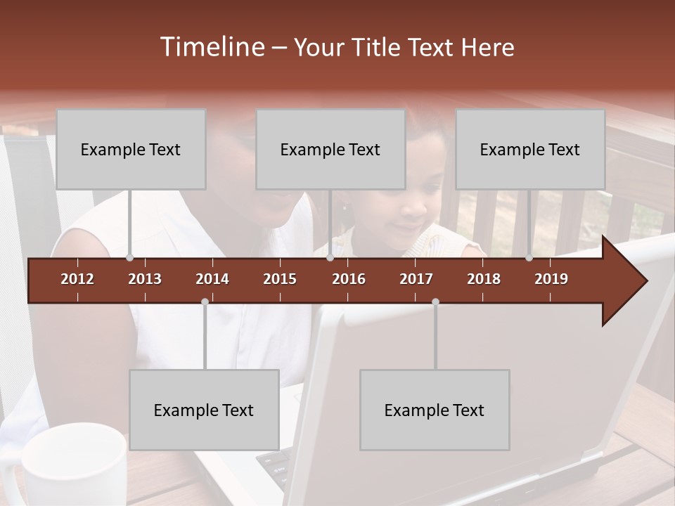 A Mother With Her Children Use The Computer PowerPoint Template