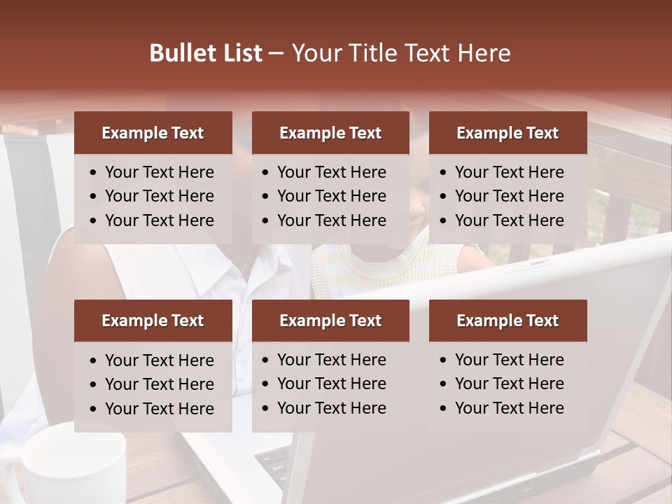 A Mother With Her Children Use The Computer PowerPoint Template