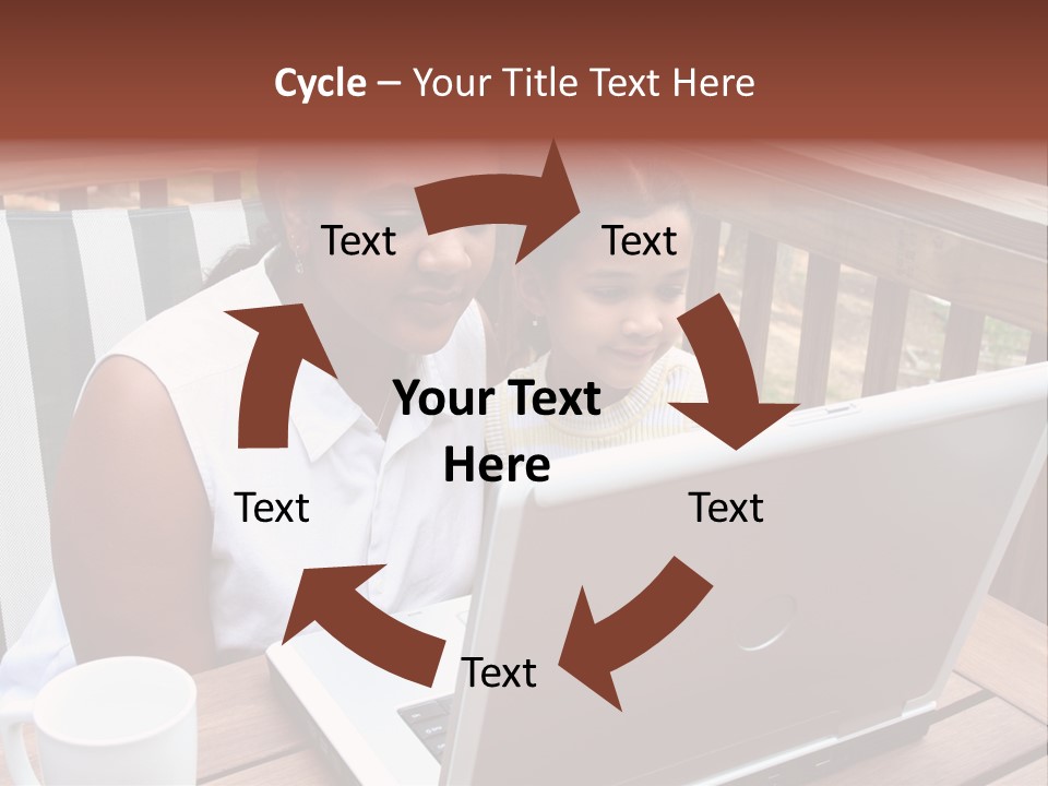 A Mother With Her Children Use The Computer PowerPoint Template