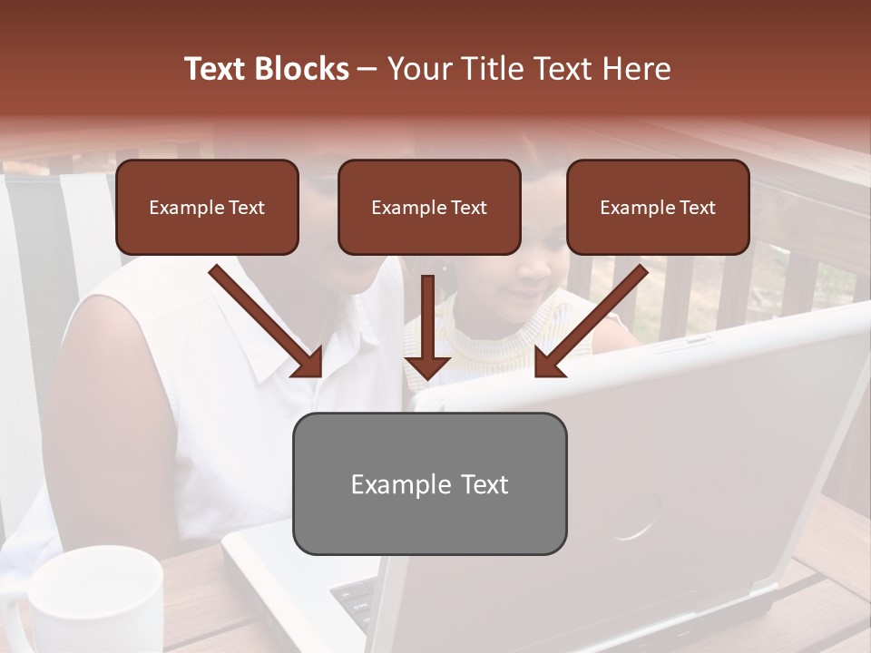 A Mother With Her Children Use The Computer PowerPoint Template