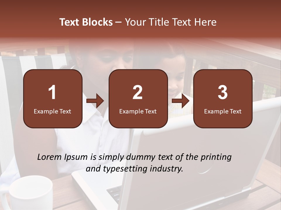A Mother With Her Children Use The Computer PowerPoint Template