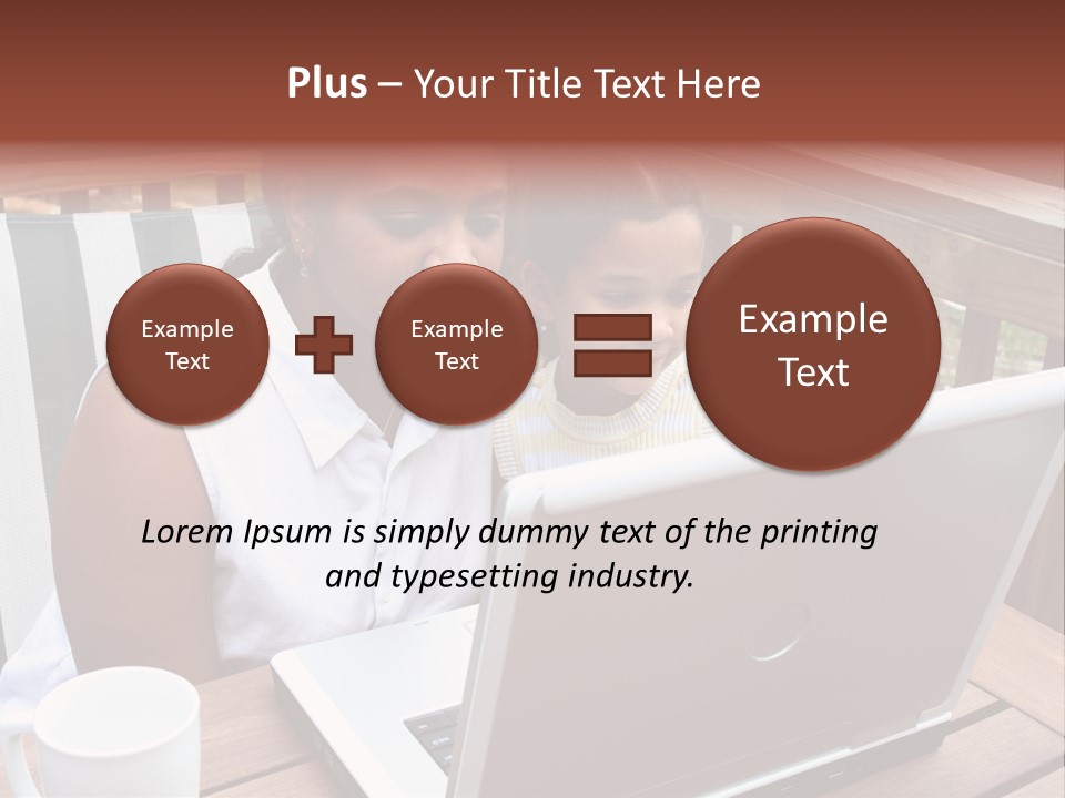 A Mother With Her Children Use The Computer PowerPoint Template
