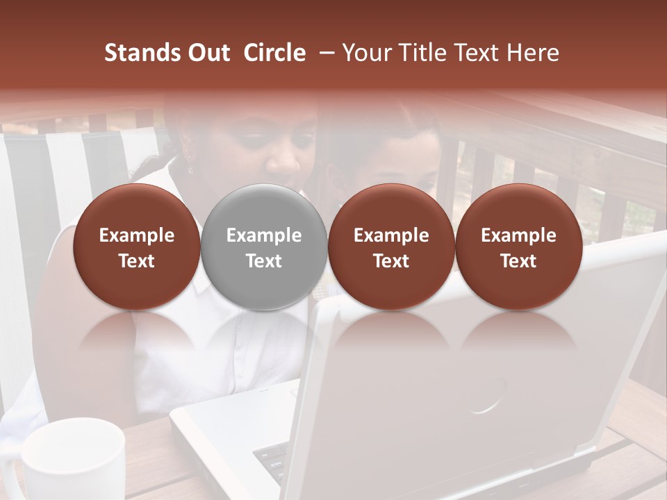 A Mother With Her Children Use The Computer PowerPoint Template