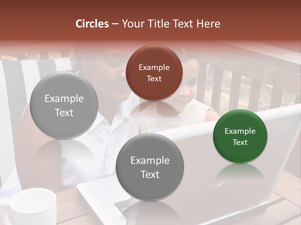 A Mother With Her Children Use The Computer PowerPoint Template