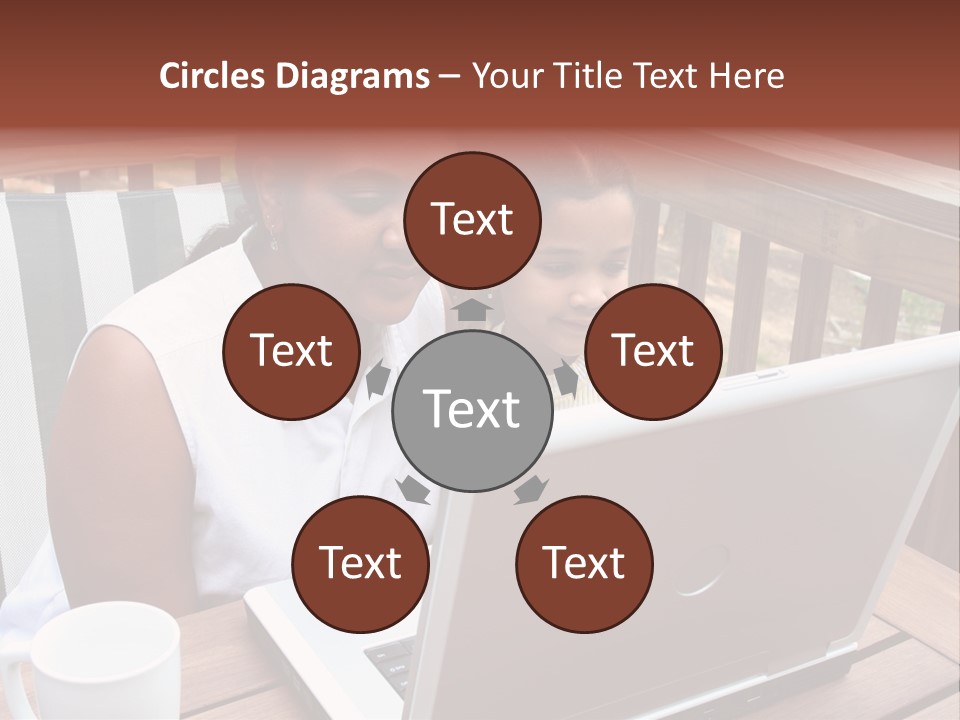 A Mother With Her Children Use The Computer PowerPoint Template