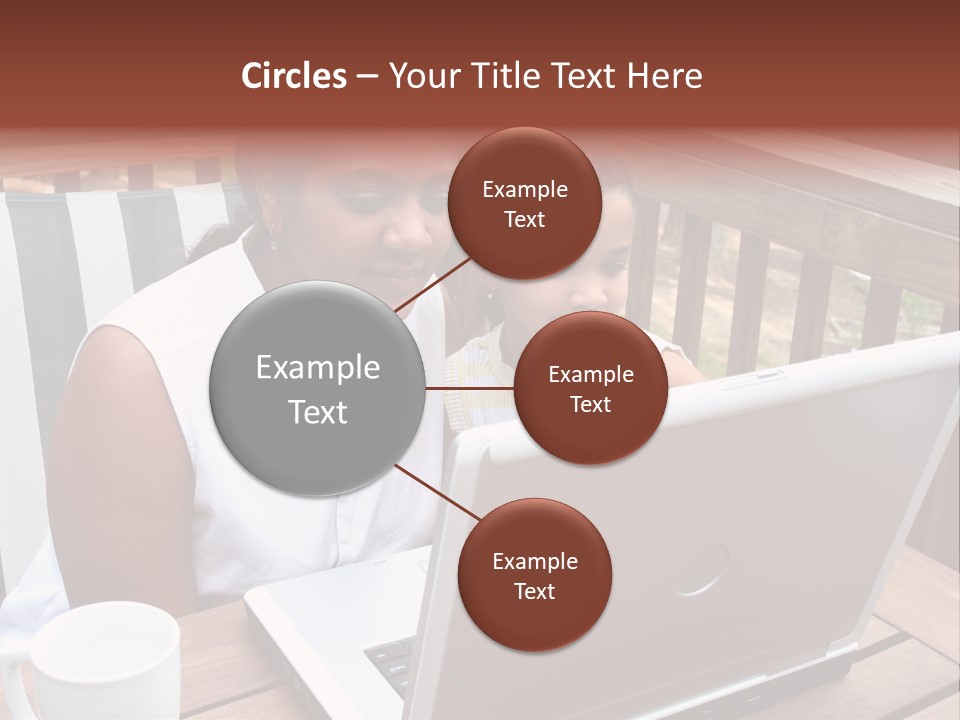 A Mother With Her Children Use The Computer PowerPoint Template