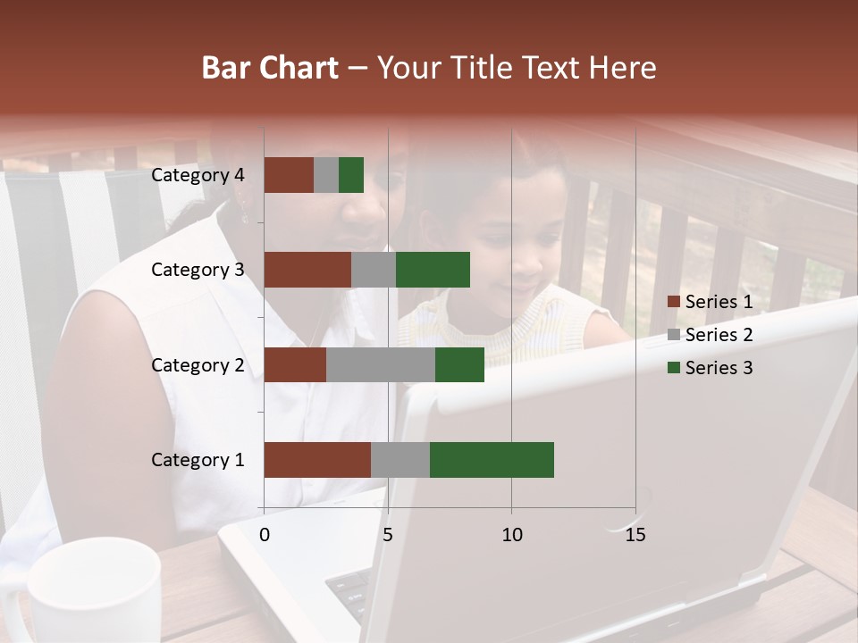 A Mother With Her Children Use The Computer PowerPoint Template