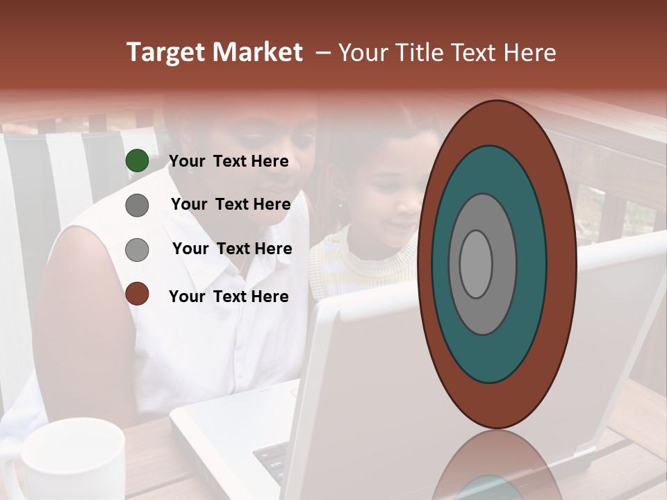 A Mother With Her Children Use The Computer PowerPoint Template