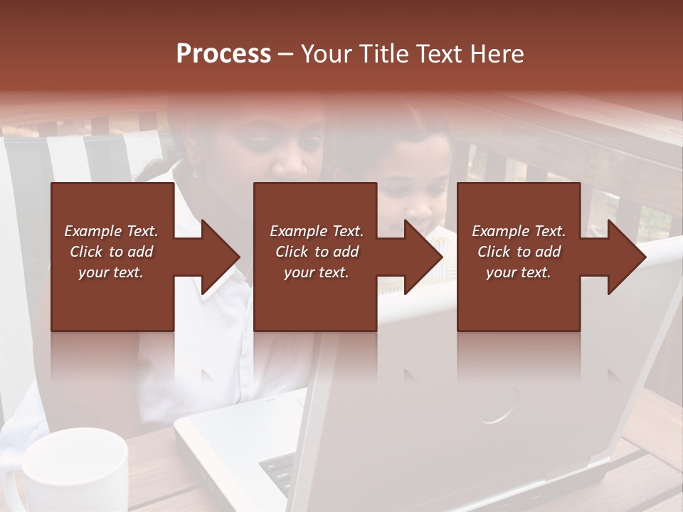 A Mother With Her Children Use The Computer PowerPoint Template
