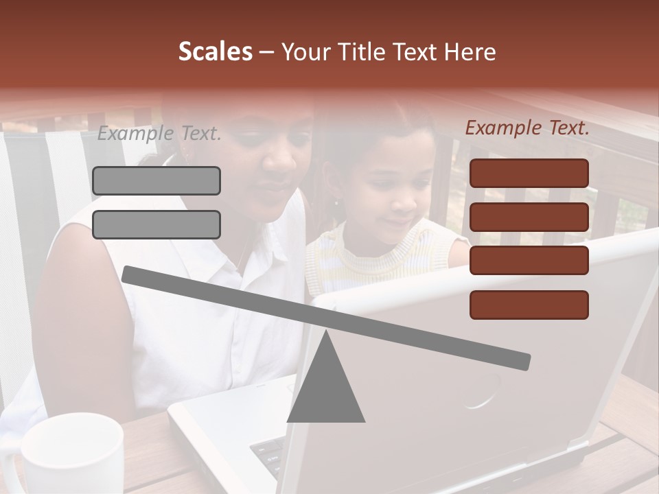 A Mother With Her Children Use The Computer PowerPoint Template