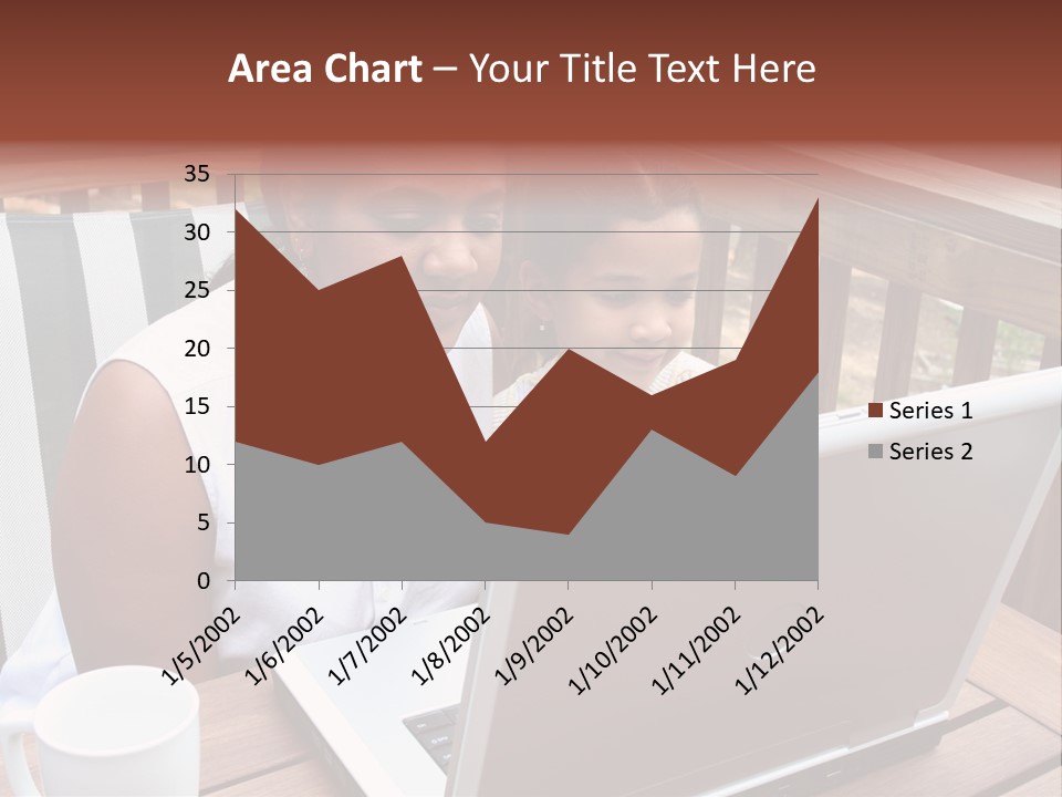 A Mother With Her Children Use The Computer PowerPoint Template