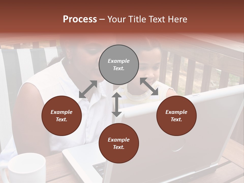 A Mother With Her Children Use The Computer PowerPoint Template
