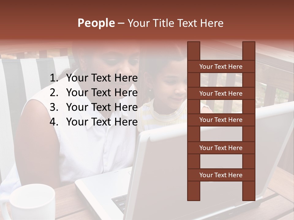 A Mother With Her Children Use The Computer PowerPoint Template