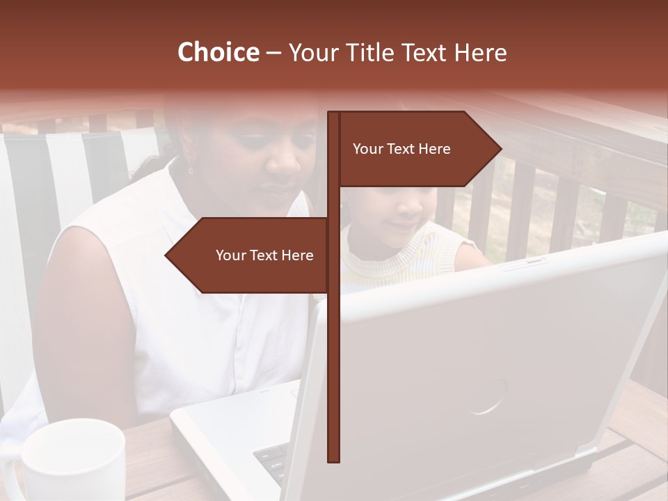 A Mother With Her Children Use The Computer PowerPoint Template